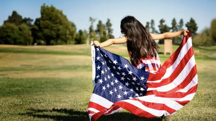 girl with flag